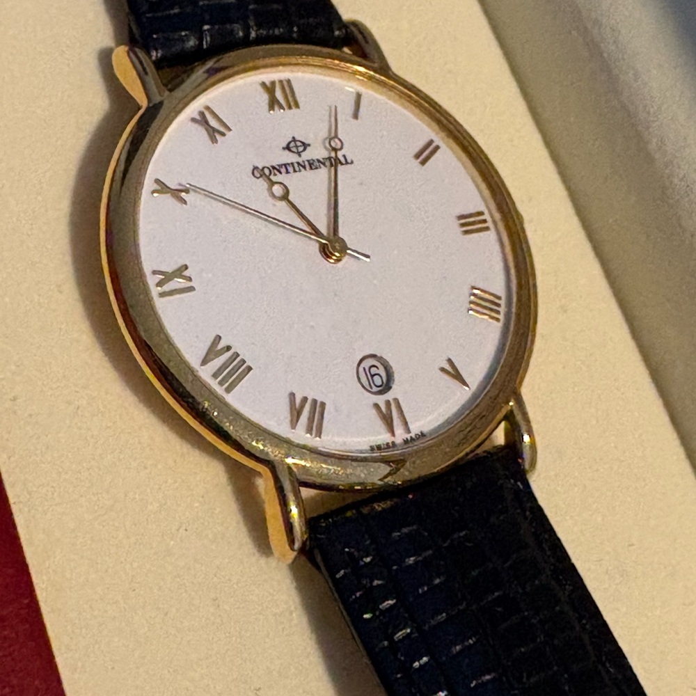 Continental Gold and Black Slim Unisex Watch